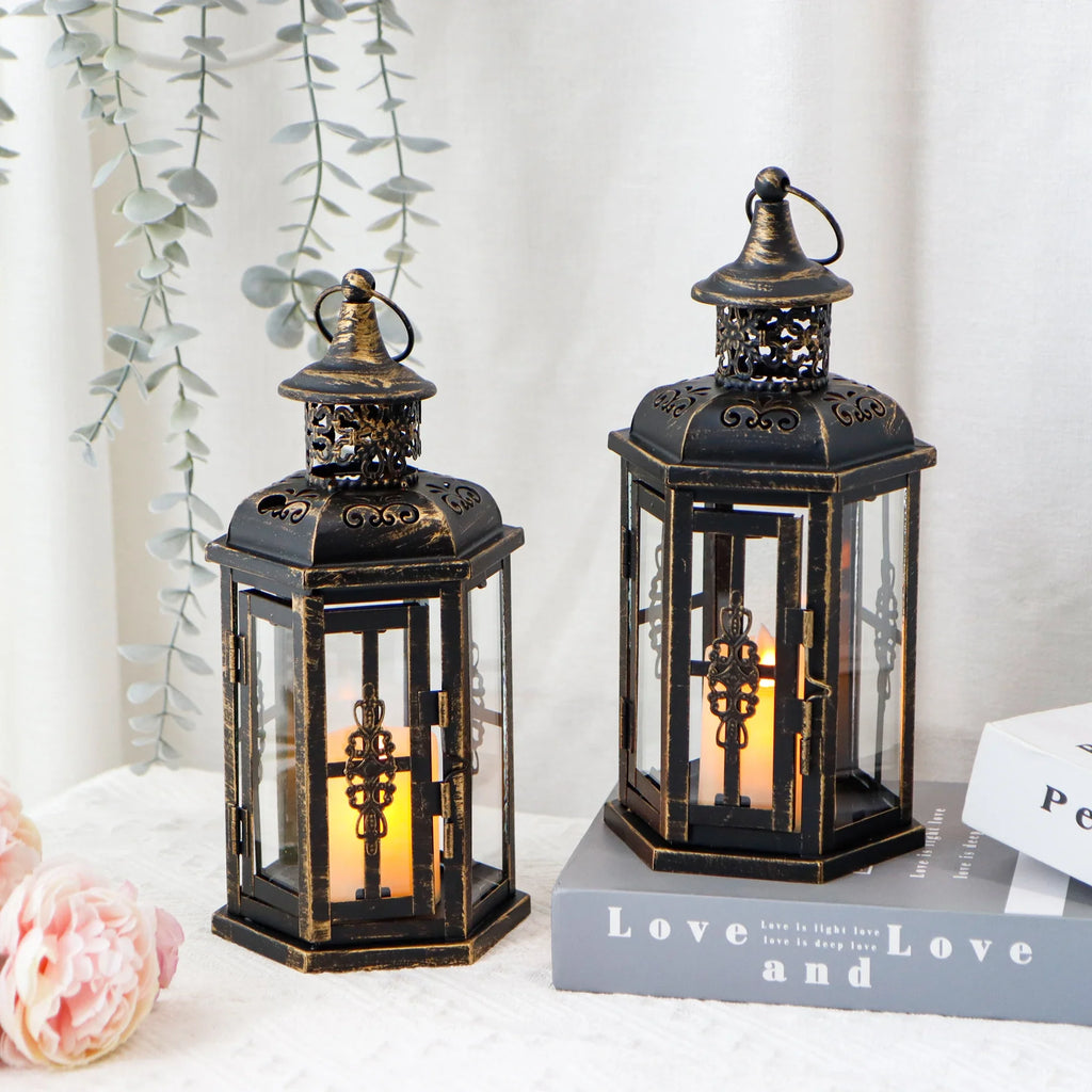 10 inch High Vintage Style Hanging Lantern（Set of 2 ）
